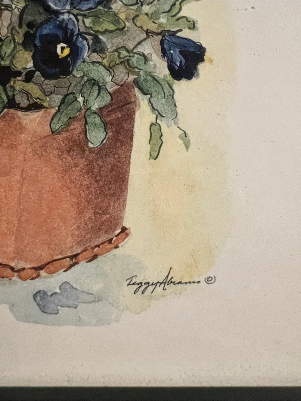 Peggy Abrams American Artist Signed Pansy Print Framed
